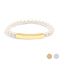 18K Gold Stainless Steel Pearl Engravable Stretch Curved Bar Bracelet