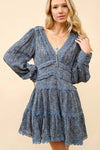 Rayon Jacquard Lace Tiered Mini Dress