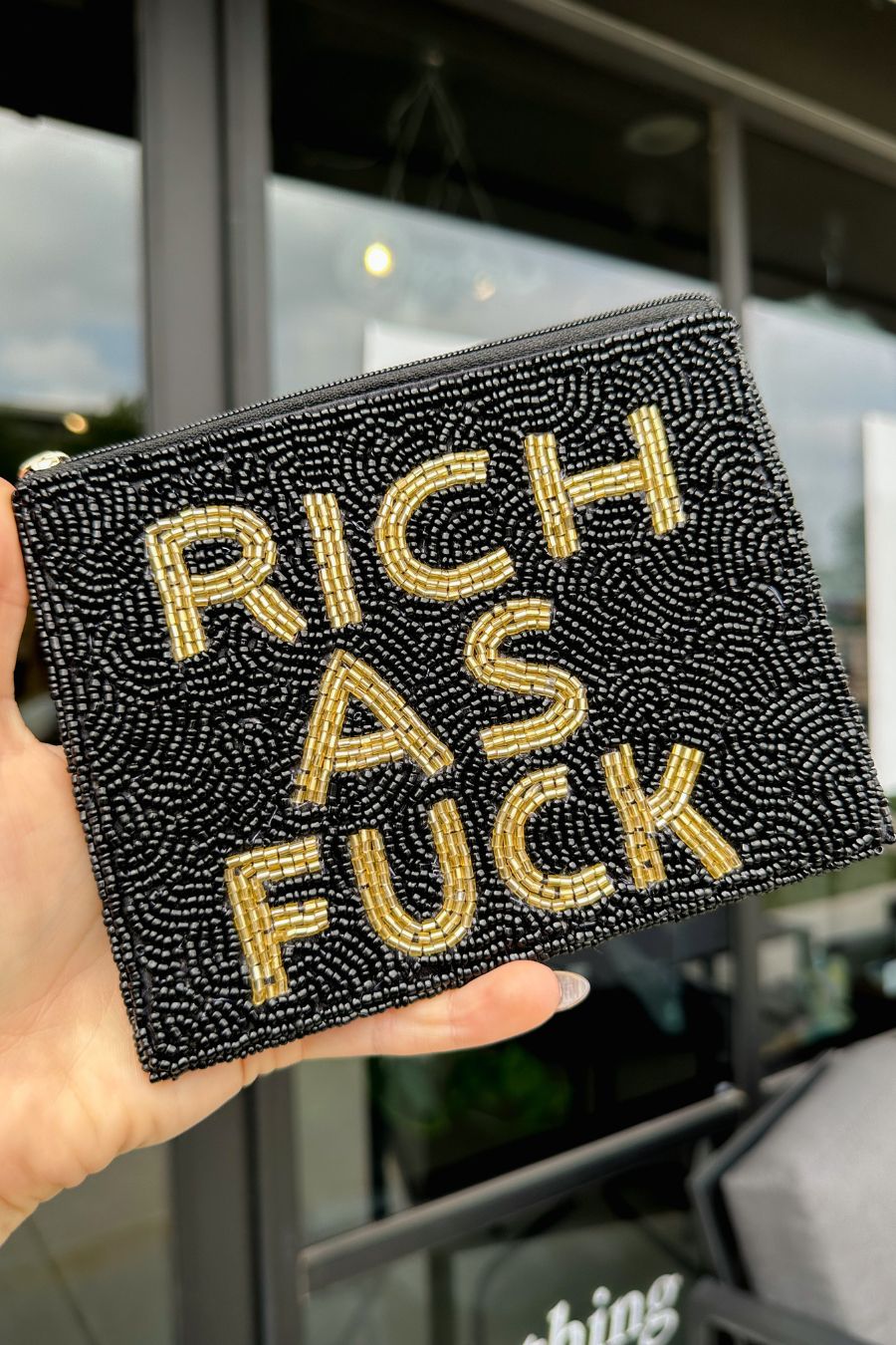 Rich as F*ck Hand Beaded Coin Purse