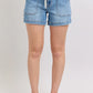High Waist Vintage Wash Jogger Denim Tie Shorts