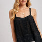 Button Down Pointelle Open Knit Crochet Top