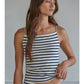 Knit Cotton Spandex Striped Square Neck Cami