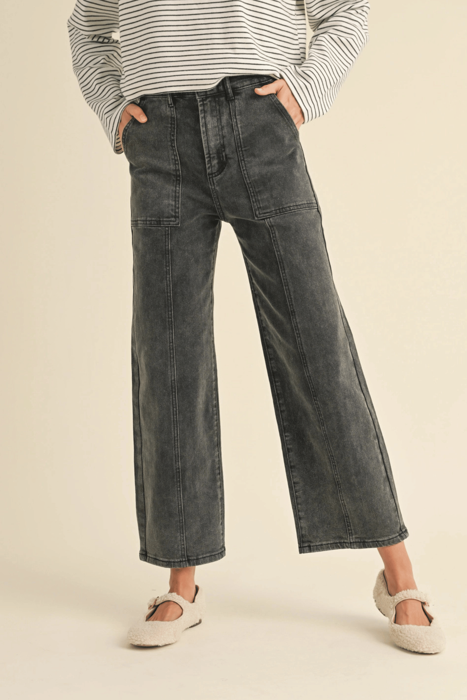 The Nora Paneled Stretch Denim Pants