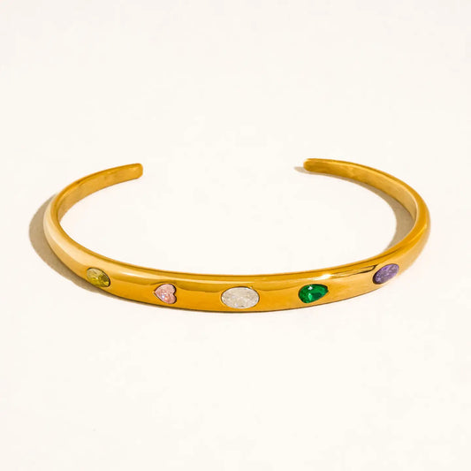 Juneau 18K Gold Non-Tarnish Multicolor Cz Bangle