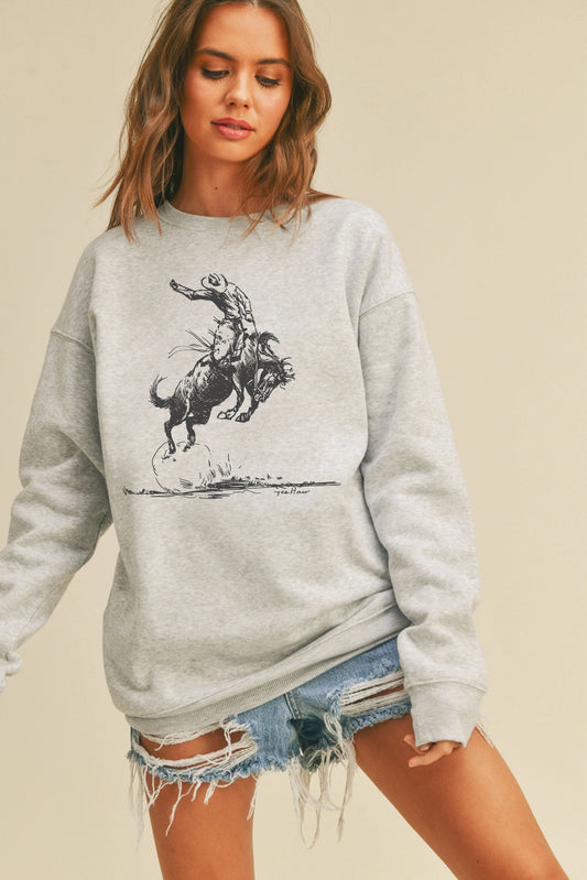 Yee Haw Cowboy Graphic Long Sleeve Sweatshirt