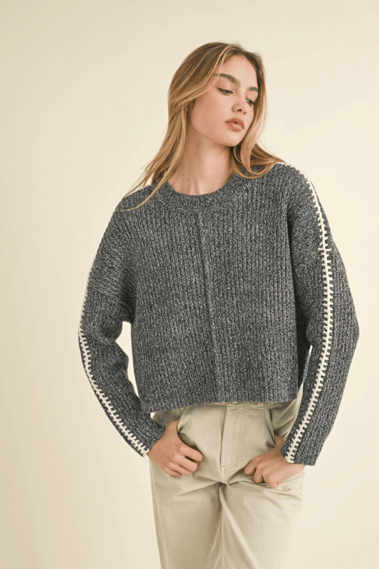 The Lorilee Contrast Stitch Sleeve Sweater