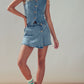 Fitted Gold Button Front Denim Vest