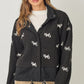 Bow Embroidery Sherpa Jacket