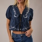 Short Puff Sleeve with Tie Front