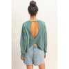 Cross Detail Open Back Long-Sleeve Top