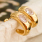 Aliénor 18K Gold Non-Tarnish Cz Classic C Hoop Earring
