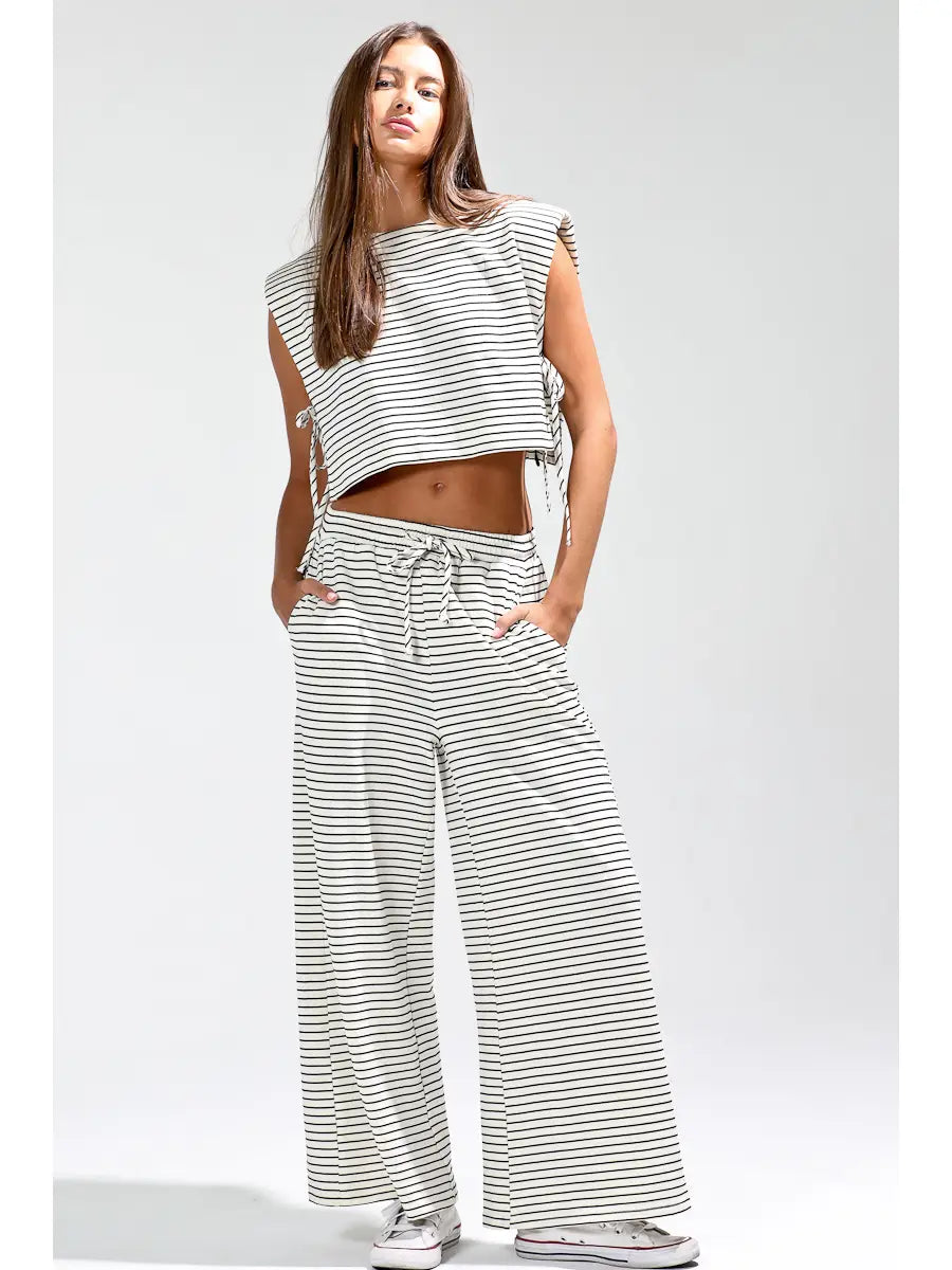 Elastic Waist Stripe Pants