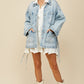 Boho Side Tie Detail Oversized Denim Jacket