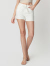 Super High Rise Raw Step Hem Drawstring Mom Shorts