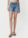 High Rise Raw Hem Boyfriend Shorts