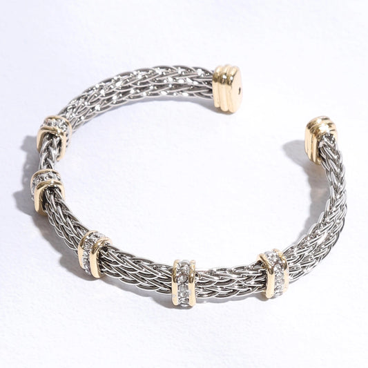 Square Ponytail Crystal 2T Bangle Bracelet