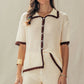 Contrast Trim Crochet Knit Two-Piece Set