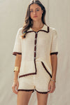 Contrast Trim Crochet Knit Two-Piece Set