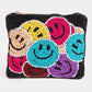 Colorful Cluster Smiley Faces Seed Beaded Coin Purse