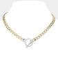 14K Gold Plated Cz Stone Paved Toggle Necklace