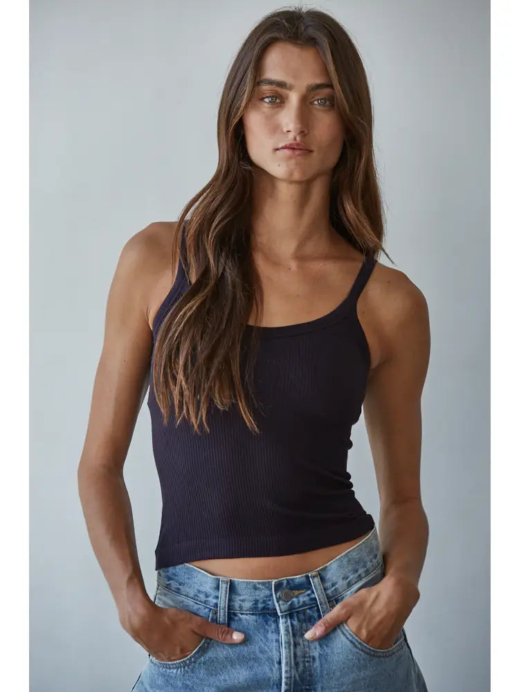Seamless Ribbed Tank with Inner Padded Lining