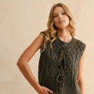 Tie Front Cable Knitted Vest