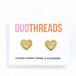 Alpha Sigma Tau Sorority Heart Earrings