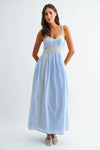Breezy Blue Lace Trim Maxi Sundress