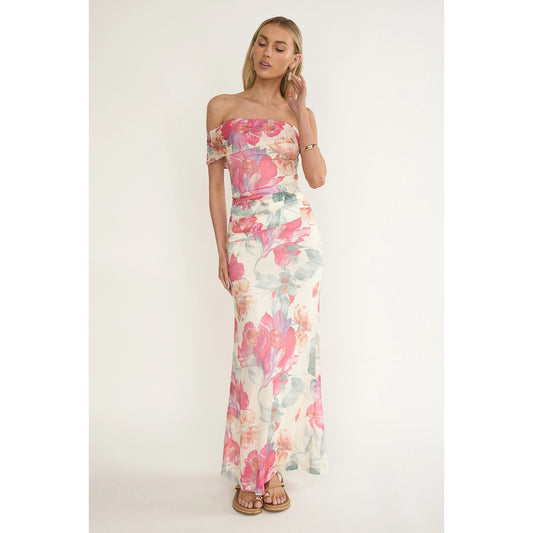 Off Shoulder Floral Maxi Dress