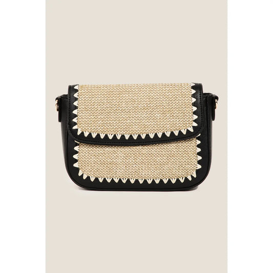 Braided Faux Leather Crossbody Bag