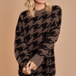 Oversized Houndstooth Print Sweater Dress