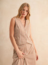 Striped Button Front Vest