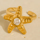 Marin 18K Gold Non-Tarnish Starfish Cz Statement Ring
