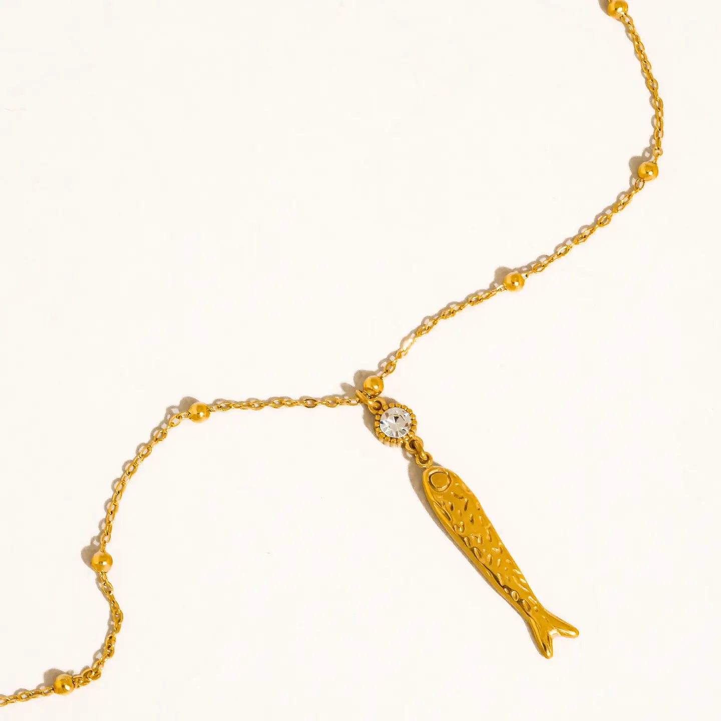 Leni 18K Gold Non-Tarnish Cz Fish Pendant Necklace