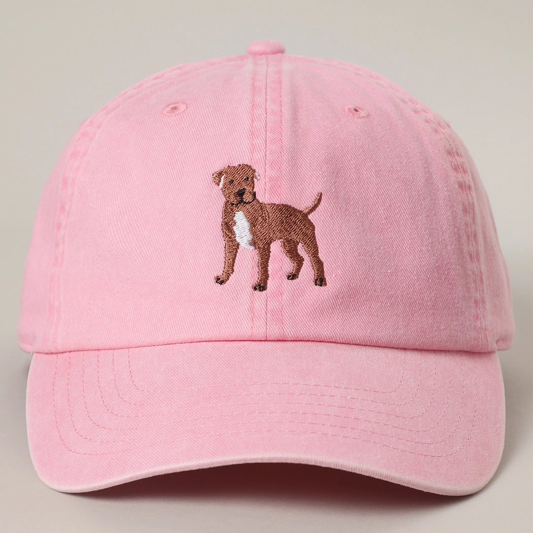 Brown Pit Bull Terrier Embroidered Pigment Dyed Baseball Cap