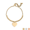 18K Gold Stainless Steel Adjustable Engravable Heart Beaded Bracelet