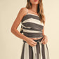 Wide Stripe Pattern Tied in Back Top