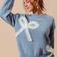 Big Ribbon Ruffled Trimmed Sweater Top