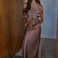 Woven Polyester Satin Polka Dot Cowl Neck Maxi Dress