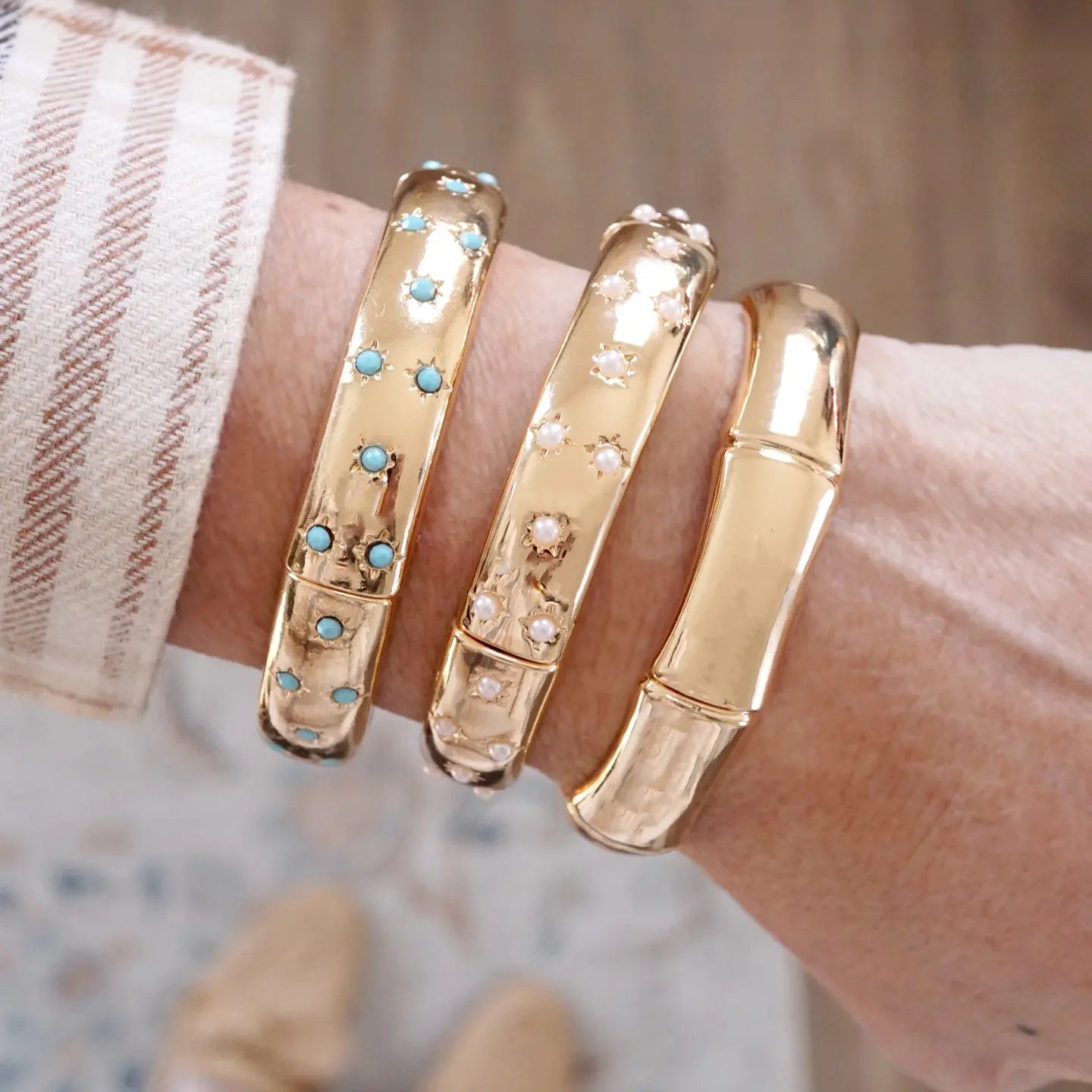 Gold-Tone Eternity Stretch Bangle