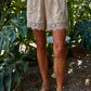 Woven Elastic Waist Shorts with Lace Detail