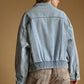 Washed Denim Bomber Style Jacket