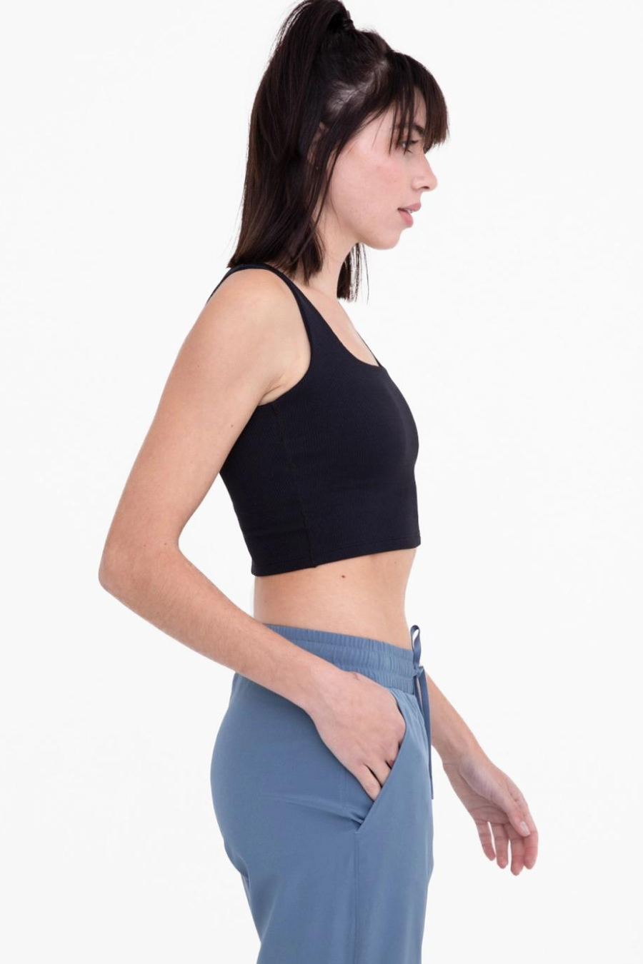 Ribbed Square Neck Cropped Tank