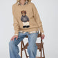 Teddy Bear Crew Neck Intarsia Knit Sweater