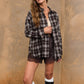 Plaid Collared Long Sleeve Button Down Top