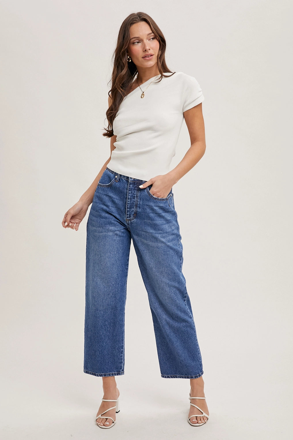 Draped Knit Asymmetric One Shoulder Knit Top