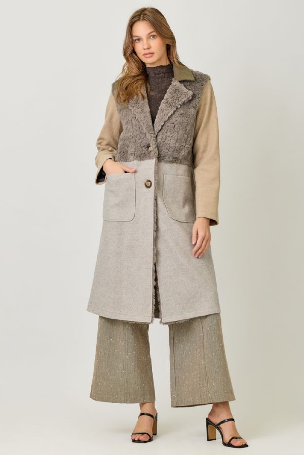 Color Blocked Long Coat