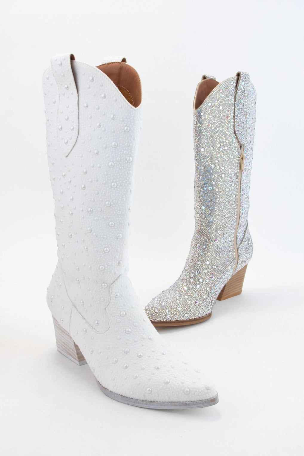 Dazzling Rhinestone Jeweled Mid-Calf Glam Western Boots