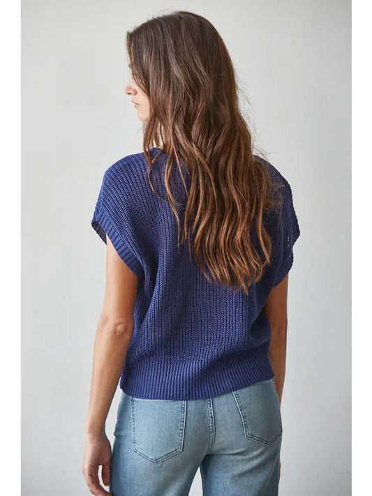 Knit Sweater See Through Short Sleeve Pullover Top