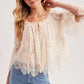 Off the Shoulder Ruffled Lace Blouse